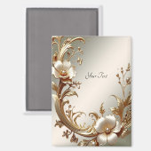 Goldener Blumenmagnet Magnet (Vorderseite/Rückseite)