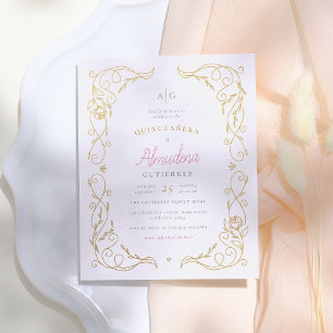 Goldener Blumenrahmen im Budget Quinceñera Foto