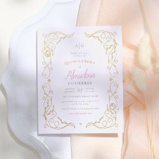 Goldener Blumenrahmen im Budget Quinceñera Foto