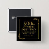 Goldener Blumenrahmen zum 50. Hochzeitstag Button (Vorne & Hinten)