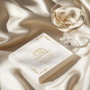 Goldener Blumenrahmen zum 50. Hochzeitstag Serviette