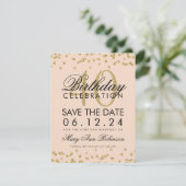 Goldener Blush 40. Geburtstag Save the Date Confet (Stehend Vorderseite)