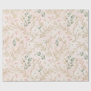 Goldener Blush-Blumen-Hochzeitsumschlag Geschenkpapier