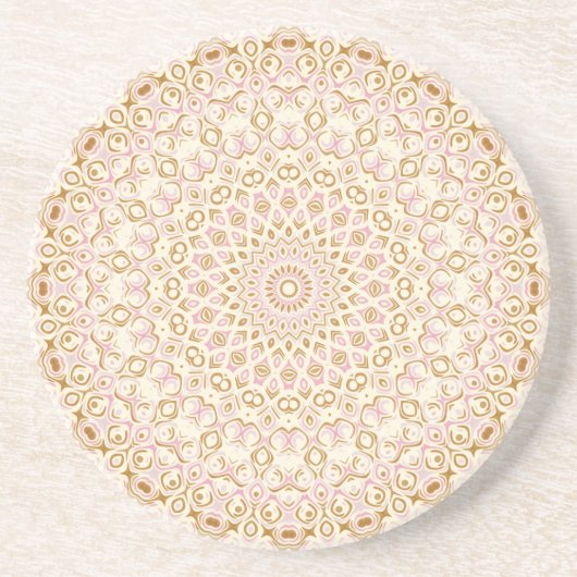Goldener Blush Moderner Mandala-Muster Getränkeuntersetzer (Vorne)