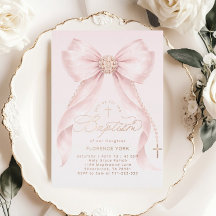Goldener Blush Rosa Schleife Mädchen Taufe Christl