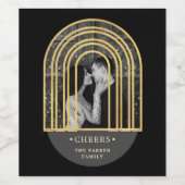 Goldener Bogen | Black and Gray Foto Cheers Weinetikett (Einzelnes Label)