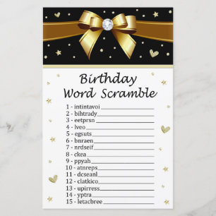 Goldener Bogen Geburtstag Word Scramble Game