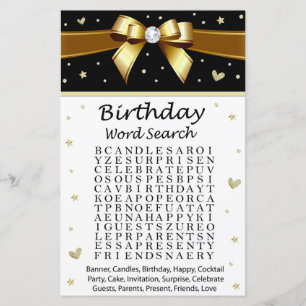 Goldener Bogen Geburtstag Word Search Game