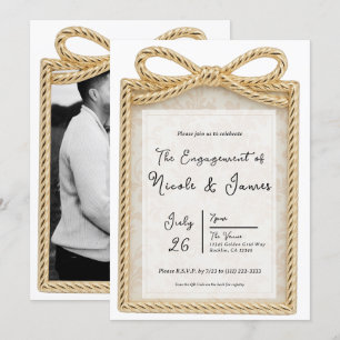 Goldener Bogen Geschenk Foto Verlobungsfeier Einladung