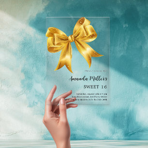 Goldener Bogen klar Sweet 16 Acryleinladungen