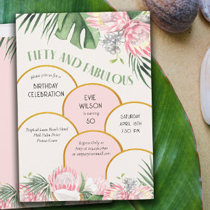 Goldener Bogen Tropical Protea und Palme 50. Gebur Einladung