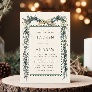 Goldener Bogen und Grünzeug-Girlande Hochzeit Elfe Einladung
