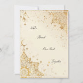 Goldener Boho-Minimalist-Moschee-Ramadan-Iftar-Par Einladung (Rückseite)