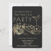 Goldener Bokeh-Cocktail Silvester Einladung (Vorderseite)