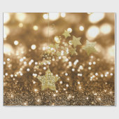 Goldener Bokeh Imitat-Glitzer u. Sterne Geschenkpapier (Flach)