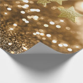 Goldener Bokeh Imitat-Glitzer u. Sterne Geschenkpapier (Ecke)