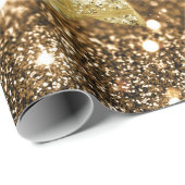 Goldener Bokeh Imitat-Glitzer u. Sterne Geschenkpapier (Rolleneckpunkt)