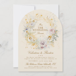 Goldener Botanischer Kranz - romantisches Abendess Einladung