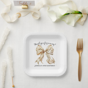 Goldener Bow mit Gold Glitzer Confetti Paper Telle Pappteller