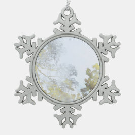 Goldener Breitblatt-Schimmer Schneeflocken Zinn-Ornament