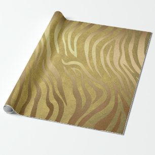 Goldener Bronze-Zebra-Druck Dschungel-Safari-Glamo Geschenkpapier