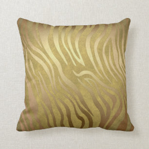 Goldener Bronze Zebradruck Dschungel Safari Glamou Kissen