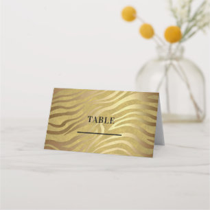 Goldener Bronze Zebradruck Dschungel Safari Glamou Platzkarte