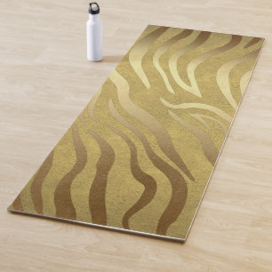 Goldener Bronze Zebradruck Dschungel Safari Glamou Yogamatte