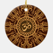 Goldener Brown-Om-Stern Keramik Ornament (Hinten)