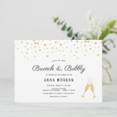 Goldener Brunch und Bubbly Bridal-Dusche Einladung (Stehend Vorderseite)