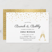 Goldener Brunch und Bubbly Bridal-Dusche Einladung (Vorne/Hinten)