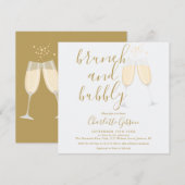 Goldener Brunch und Bubbly QR-Code Brautparty Einladung (Vorne/Hinten)