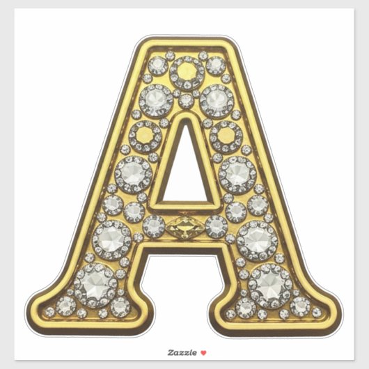 Goldener Buchstabe A mit Diamanten besetzt Schmuck Aufkleber (Blatt)