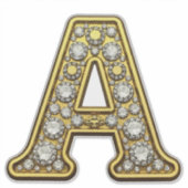 Goldener Buchstabe A mit Diamanten besetzt Schmuck Aufkleber (Vorderseite)