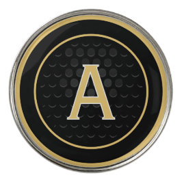 Goldener Buchstabe A Monogramm Golf Marker Schwarz