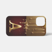 Goldener Buchstabe A Monogramm mit triefendem Meta iPhone Hülle (Rückseite (Horizontal))