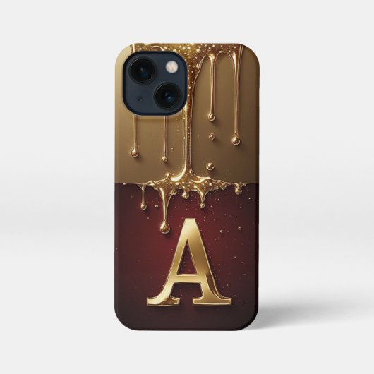 Goldener Buchstabe A Monogramm mit triefendem Meta iPhone Hülle (Rückseite)