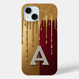 Goldener Buchstabe A Monogramm mit tropfender Meta Case-Mate iPhone Hülle