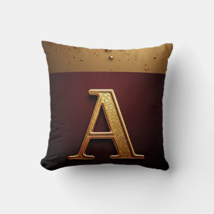 Goldener Buchstabe A Monogramm mit tropfender Meta Kissen