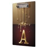 Goldener Buchstabe A Monogramm mit tropfender Meta Klemmbrett (Links)