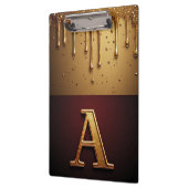 Goldener Buchstabe A Monogramm mit tropfender Meta Klemmbrett (Links)