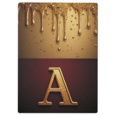 Goldener Buchstabe A Monogramm mit tropfender Meta Klemmbrett (Rückseite)
