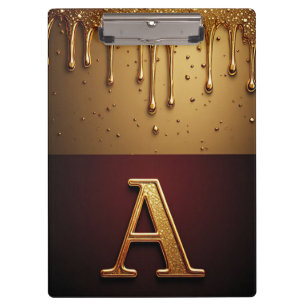 Goldener Buchstabe A Monogramm mit tropfender Meta Klemmbrett