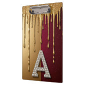 Goldener Buchstabe A Monogramm mit tropfender Meta Klemmbrett (Links)