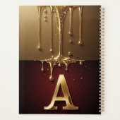 Goldener Buchstabe A Monogramm mit tropfender Meta Planer (Rückseite)