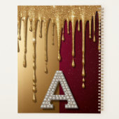 Goldener Buchstabe A Monogramm mit tropfender Meta Planer (Rückseite)