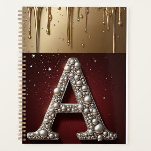 Goldener Buchstabe A Monogramm mit tropfender Meta Planer