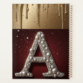 Goldener Buchstabe A Monogramm mit tropfender Meta Planer (Rückseite)