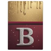 Goldener Buchstabe B Monogramm mit tropfender Meta Klemmbrett (Rückseite)