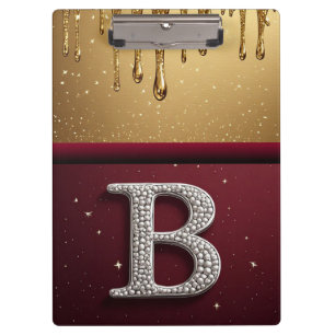 Goldener Buchstabe B Monogramm mit tropfender Meta Klemmbrett